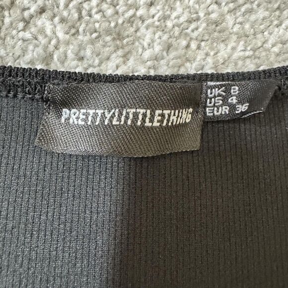 PrettyLittleThing Jumpsuit Womens US 4 Black Long Sleeve Cutout Ribbed Stretch - Picture 5 of 11